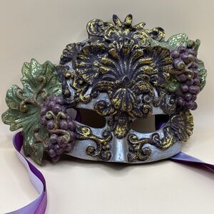 Katherine's Collection Masquerade Mask Mardi Gras Gold Purple Green Glittery